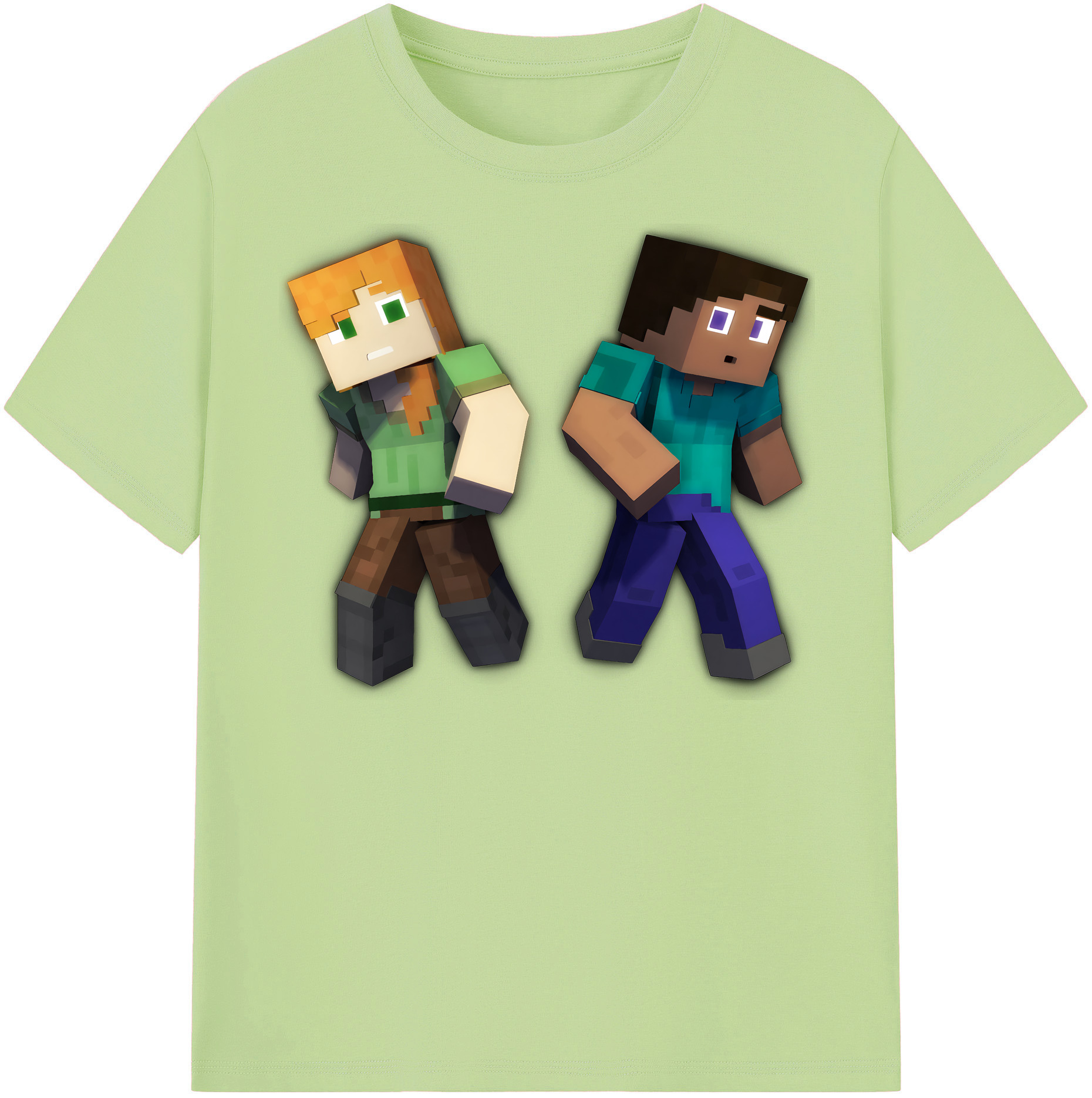 （画像用） マインクラフト ブロックの世界 Minecraft MC Block world 綿100％半袖Tシャツ（フロントプリント）